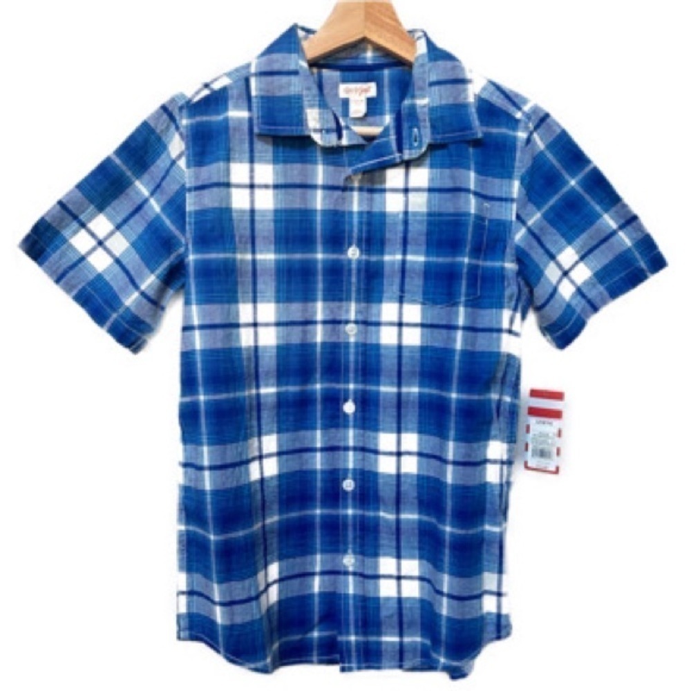 Closet Closing 🚧 Boy’s NEW Blue Plaid Button Down Shirt 12/14 Large